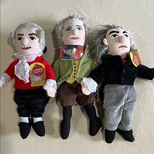 Little Thinkers Mozart, Beethoven, and Alexander Hamilton Bach Plush Toy Set